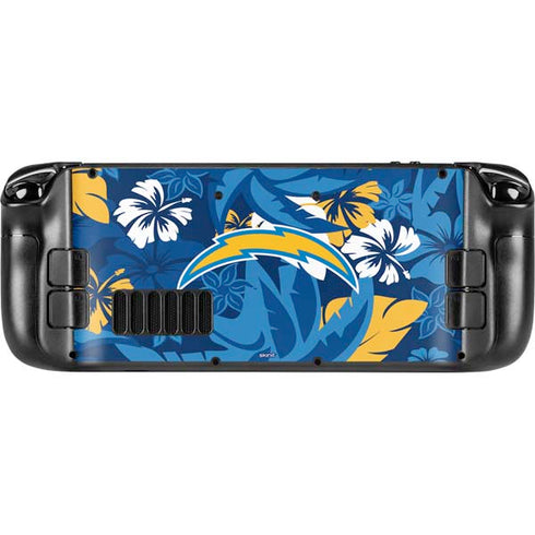 NFL Los Angeles Chargers Tropical Print Steam Deck Handheld Gaming Computer Skin